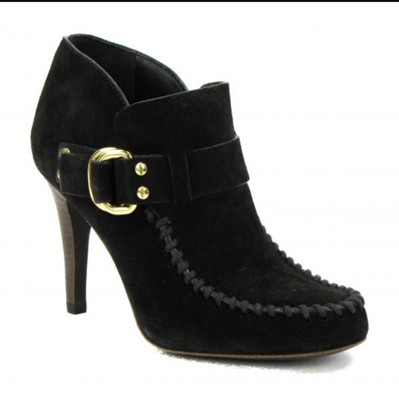 Tory Burch Shoes - Tory Burch Black Belen Suede Heel Moccasin Bootie